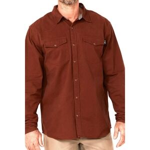 Hawx Mens Solid Mahogany Twill Pearl Snap Long Sleeve Work Shirt XLT Western NEW